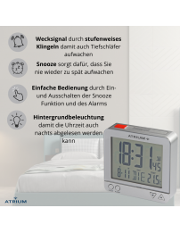 ATRIUM Funkwecker Digital Silber - A740-19