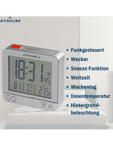 ATRIUM Funkwecker Digital Silber - A740-19