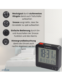 ATRIUM Funkwecker Digital Schwarz - A740-7