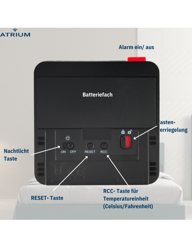 ATRIUM Funkwecker Digital Schwarz - A740-7