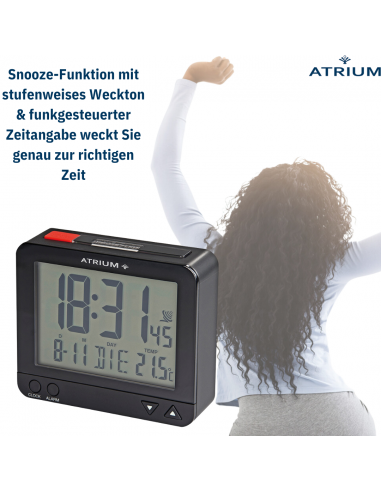 ATRIUM Funkwecker Digital Schwarz - A760-7