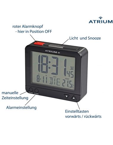 ATRIUM Funkwecker Digital Schwarz - A760-7