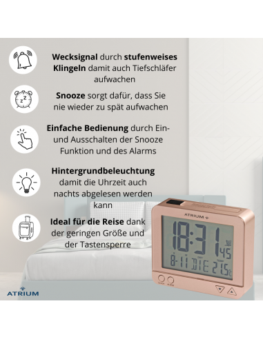 ATRIUM Funkwecker Digital Rosa - A760-17