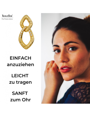 Traveller Ohrclip - Hänger - 22kt Vergoldet - Kristalle - Glieder - 31x15 mm - 157640