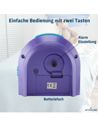 ATRIUM Kinderwecker – Analog – Violett – Wecker ohne Ticken – Beleuchtet – Aufbauender Piepton – Alarm & Snooze