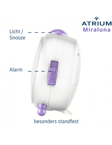 ATRIUM Unicorn Kinderwecker – Mädchenwecker lila/weiß – Leise ohne Ticken – Snooze, Licht und Alarm – A932-0