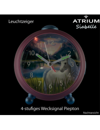 ATRIUM Pferden Wecker für Kinder – Rosa Pferdewecker für Mädchen – Leise ohne Ticken – Snooze & Alarm