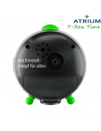 ATRIUM Kinderwecker – T-Rex Dino – Grün Schwarz – Wecker ohne Ticken – Aufbauender Piepton – Alarm & Snooze