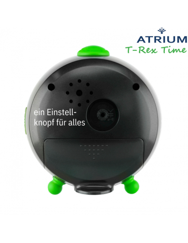 ATRIUM Kinderwecker – T-Rex Dino – Grün Schwarz – Wecker ohne Ticken – Aufbauender Piepton – Alarm & Snooze