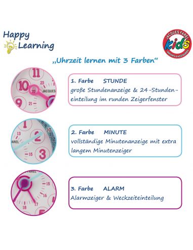 Jacques Farel Kinder Wecker Happy Learning Rosa