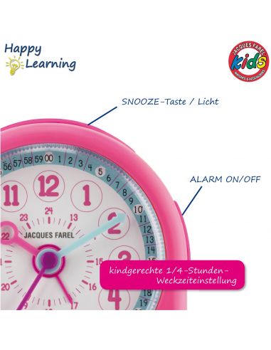 Jacques Farel Kinder Wecker Happy Learning Rosa