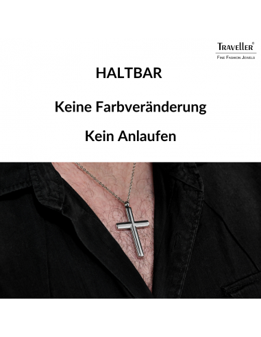 Traveller Kreuz Kette - Herren - Kette Man - Edelstahl - 50+5cm