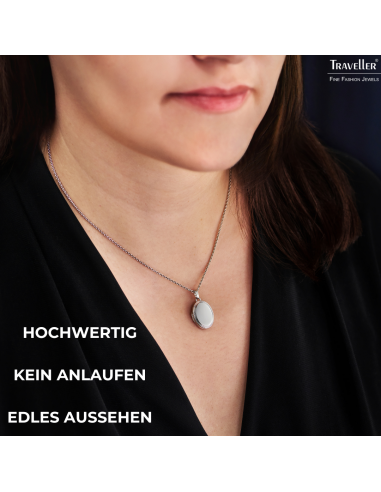Traveller Foto Medaillon mit Kette - Made in Germany - Silber - Glänzend - Oval 14x18mm - Nachhaltig - 42 cm - 571003 Traveller Foto Medaillon mit Kette - Made in Germany - Silber - Glänzend - Oval 14x18mm - Nachhaltig - 42 cm - 571003