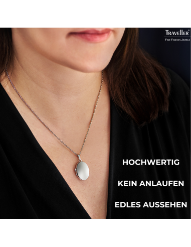 Traveller Foto Medaillon - Made in Germany - Silber - Glänzend - Oval 16x23 mm - Nachhaltig - Kette 45 cm - 571005 Traveller Foto Medaillon - Made in Germany - Silber - Glänzend - Oval 16x23 mm - Nachhaltig - Kette 45 cm - 571005