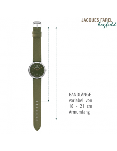 JACQUES FAREL hayfield - Duurzaam dameshorloge - Gerecycled staal - Vegan - Bosgroen - ORS 1177