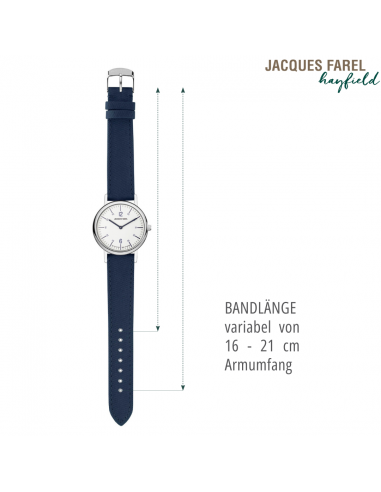 JACQUES FAREL hayfield - Duurzaam dameshorloge - Gerecycled staal - Vegan - Zeeblauw - ORS 5555