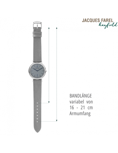 JACQUES FAREL hayfield - Duurzaam dameshorloge - Gerecycled staal - Vegan - Steengrijs - ORS 6644