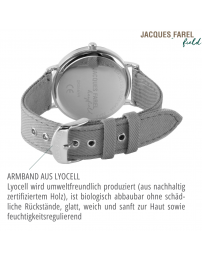 JACQUES FAREL hayfield - Duurzaam dameshorloge - Gerecycled staal - Vegan - Steengrijs - ORS 6644