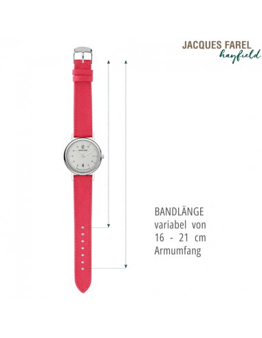 JACQUES FAREL Hayfield - Nachhaltige Uhr - Vegan - Recycelter Stahl - Rot - Ø 38mm - ORS 8787

