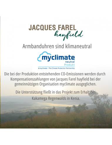 JACQUES FAREL hayfield - Duurzaam dameshorloge - Walnoothout - Vegan - Zwart - ORW 1040