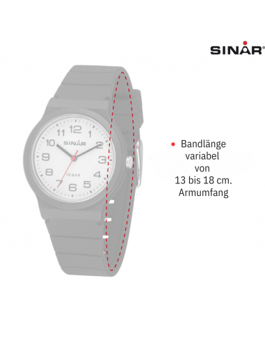 SINAR Uhr Analog - 34 mm - 13-18 cm - 10 Bar - Schwarz - XB-18-1