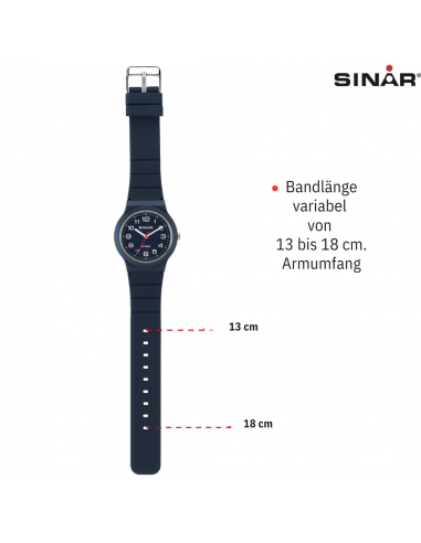 SINAR Uhr Analog - 34 mm - 13-18 cm - 10 Bar - Blau - XB-18-22