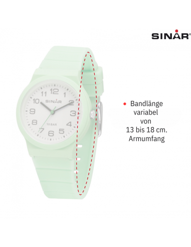 SINAR Uhr Analog - 34 mm - 13-18 cm - 10 Bar - Mintgrün - XB-18-3