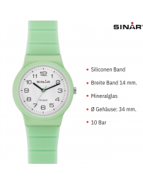SINAR Uhr Analog - 34 mm - 13-18 cm - 10 Bar - Mintgrün - XB-18-3