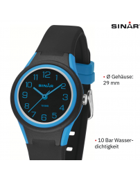 Sinar Uhr - Analog - Schwarz/Blau - 29mm - 10 Bar - Weiches Verstellbares Band 12-17.5cm - XB-47-1