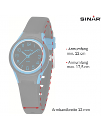 Sinar Uhr - Analog - Schwarz/Blau - 29mm - 10 Bar - Weiches Verstellbares Band 12-17.5cm - XB-47-1