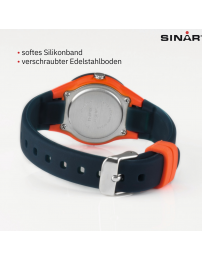 Sinar Armbanduhr - Analog - Dunkel Blau / Orange - 29mm - 10 Bar - Verstellbares Band 12-17,5cm - XB-47-12