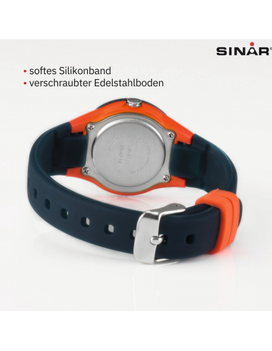 Sinar Armbanduhr - Analog - Dunkel Blau / Orange - 29mm - 10 Bar - Verstellbares Band 12-17,5cm - XB-47-12