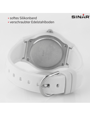 Sinar Armbanduhr - Analog - Weiss/ Gold - 36mm - 10 Bar - Verstellbares Band 13-18,5 cm - XB-48-0

