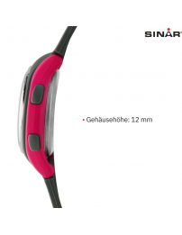 Sinar Uhr - Digital - Dunkelgrau/Rosa - 10 Bar wasserdicht - Ø 36 mm - Verstellbares Armband (13-18.5 cm) - XE-64-8
