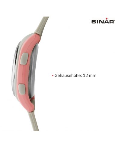Sinar Uhr - Digital - Hellgrau/Rosa - 10 Bar wasserdicht - Ø 36 mm - Verstellbares Armband (13-18.5 cm) - XE-64-9
