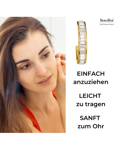 Traveller Ohrclip - Creolen - 22kt Vergoldet - Kristalle - Ø 30mm - 157652
