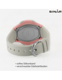 Sinar Uhr - Digital - Hellgrau/Rosa - 10 Bar wasserdicht - Ø 36 mm - Verstellbares Armband (13-18.5 cm) - XE-64-9