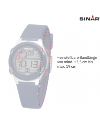 Sinar Armbanduhr - Wasserdicht - Digital - Verstellbar (13.5-19 cm) - Blau / Silber - XF 68-2