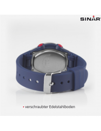 Sinar Armbanduhr - Wasserdicht - Digital - Verstellbar (13.5-19 cm) - Blau / Silber - XF 68-2
