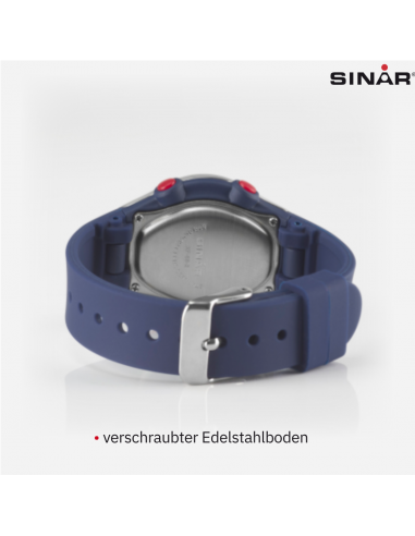 Sinar Armbanduhr - Wasserdicht - Digital - Verstellbar (13.5-19 cm) - Blau / Silber - XF 68-2