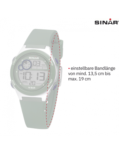 Sinar Armbanduhr - Wasserdicht - Digital - Verstellbar (13.5-19 cm) - Grün - XF 68-3