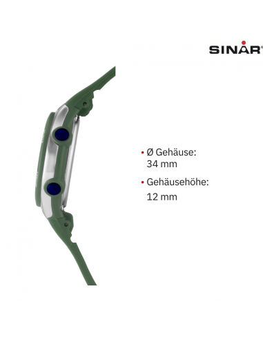 Sinar Armbanduhr - Wasserdicht - Digital - Verstellbar (13.5-19 cm) - Grün - XF 68-3