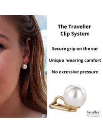 Traveller Clip-on Earrings - Pearl - 10 mm - White - Gold plated - Gold-coloured - 700010