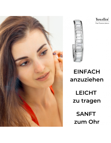 Traveller Ohrclip - Creolen - Silberfarben - Kristalle - Platiniert - Ø 30mm - 157653