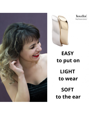 Traveller Clip-on Earrings - Platinum plated & 22kt Gold plated - Bicolor - Matt & Gloss- 18x9mm - 155102