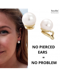 Traveller Clip-on Earrings - Pearl - 10 mm - Cream - 22ct Gold Plated - 714010