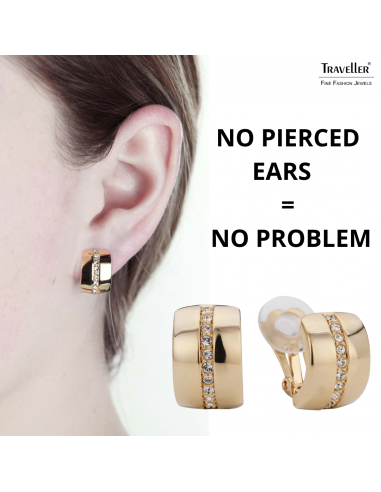 Traveller Clip-on Earring - Gold coloured - Preciosa Crystals - 22ct gold plated - 16x10 mm - 156591