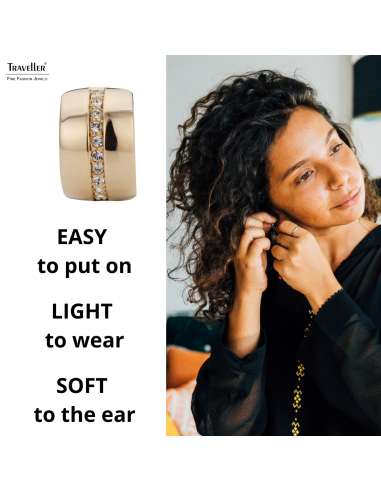 Traveller Clip-on Earring - Gold coloured - Preciosa Crystals - 22ct gold plated - 16x10 mm - 156591