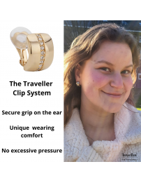 Traveller Clip-on Earring - Gold coloured - Preciosa Crystals - 22ct gold plated - 16x10 mm - 156591