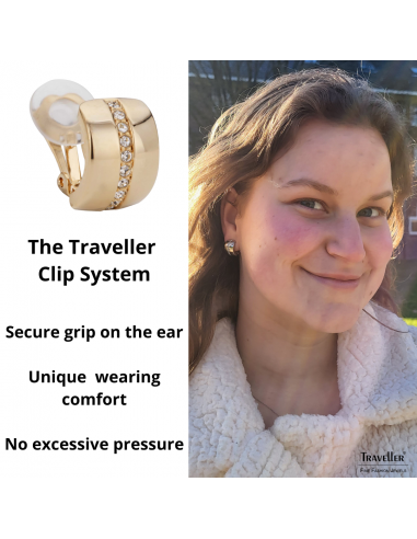 Traveller Clip-on Earring - Gold coloured - Preciosa Crystals - 22ct gold plated - 16x10 mm - 156591